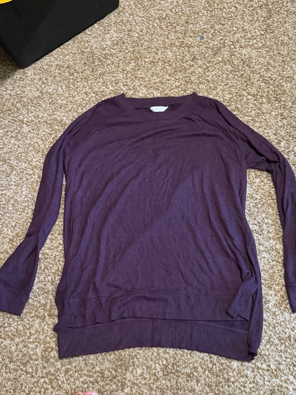 Market & Spruce Ribbed Crewneck Sweater in Plum